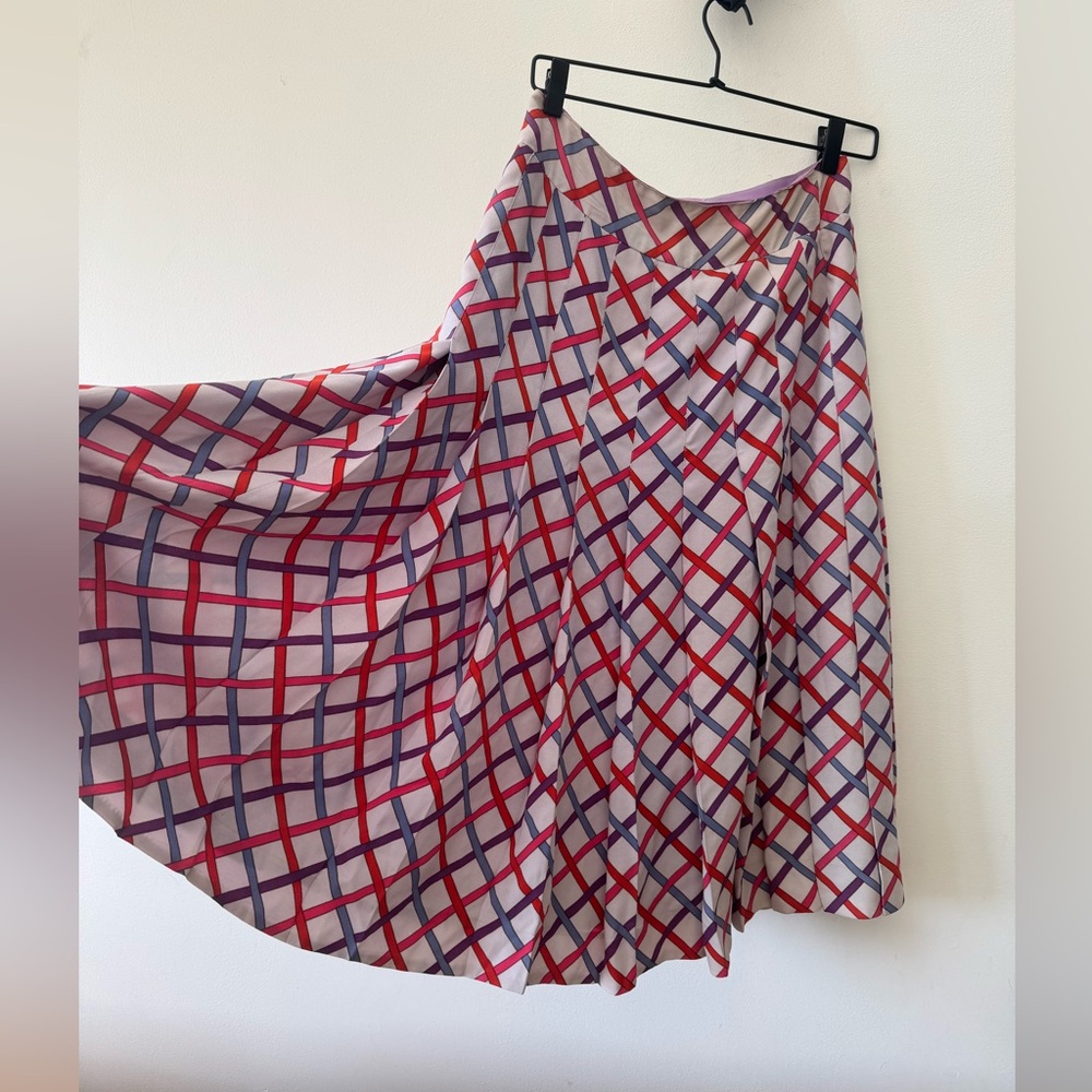 Saint Laurent vintage Rive Gauche Made in USA patterned A-Line midi Skirt - Picture 5 of 11